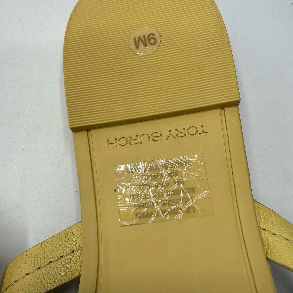 NEW NWT Tory Burch  Miller Slip On Tumbled Leather Thong Sandals Pale Butter 9 - Picture 5 of 8